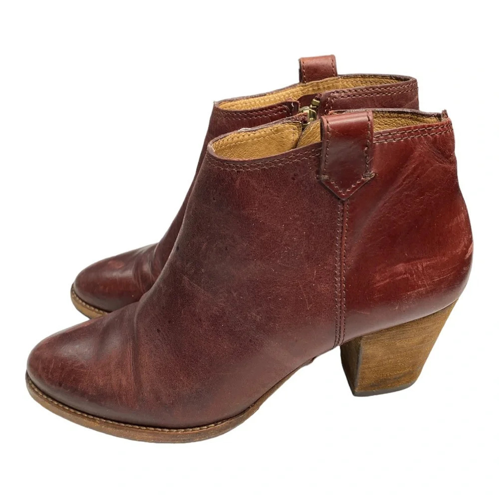 Madewell leather zipper ankle boot maroon size 7 - Picture 2 of 9